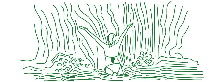 Zeichnung einer Frau im Wasser