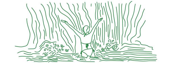 Zeichnung einer Frau im Wasser