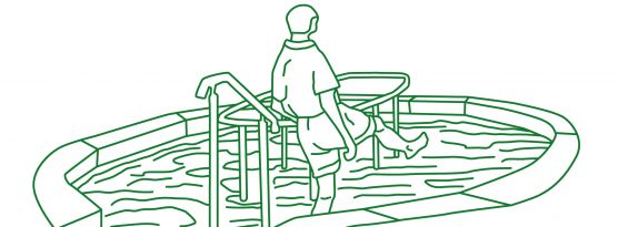 Gesundheit und Pfarrer Sebastian Kneipp Abbildungsbeschreibung: Zeichnung einer Person in einem Tretbecken